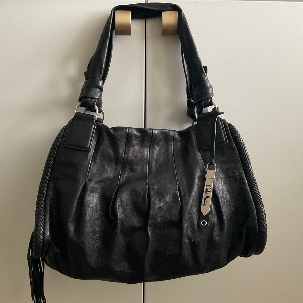 Cole Haan Black leather Satchel Purse Hand Bag
